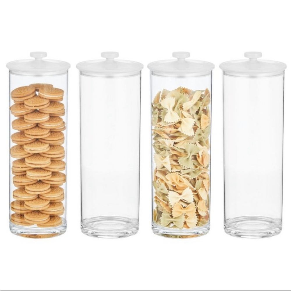 mDesign acrylic airtight apothecary storage organizer canister jars set of 4